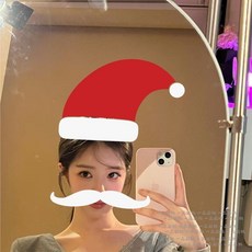 臺灣*出貨 可愛聖誕帽小鬍子貼紙鏡子自拍照服裝奶茶咖啡店網紅打卡裝飾貼紙, S73 鬍子款聖誕帽貼紙,大
