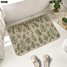 QRU亞麻地墊家用衛生間浴室門口吸水腳墊綠植硅藻泥地墊一件, 1個, 綠植-03