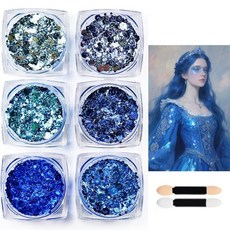 바디 글리터 페이스 헤어 메이크업 페스티벌 스팽글 젤 할로윈 크리스마스 콘서트 레이브 파티용 (블랙) 184434, 블루