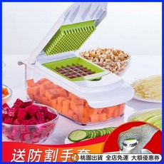 桃園出貨 麥能廚房切丁切菜神器 多功能颳擦絲 土豆絲 切絲器 傢用切片機 刨絲器 磨泥磨蓉 切花片 護手切絲器, 粉色,基礎款, 1個