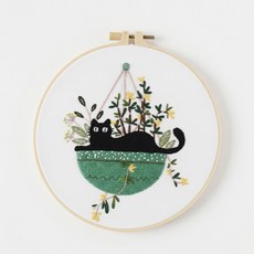 프랑스자수 패키지 DIY 고양이도안 취미 키트, 옵션01, 1개