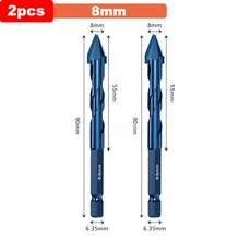 타일시트지 JUSTINLAU 고경도 편심 드릴 정밀 드릴링 6/8/10/12mm 유리 타일 세라믹 펀칭 암석 슬래브 삼각형 비트, 2pcs 8mm