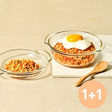 글라스락 렌지쿡 볶음밥 덮밥 전자레인지 용기 1.03L, 투명, 2개