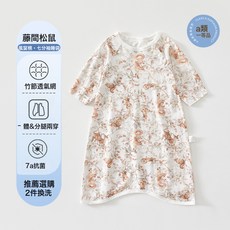 寶寶睡袋夏季純棉嬰兒衣服睡衣防踢被神器兒童連體衣 新款睡裙, 1個, 7A抗菌風窗棉  冰感透氣  藤間松鼠:100碼  適用身高95  至105cm
