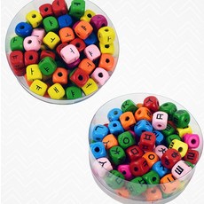 사각비즈 도형 글자 나무비즈 폰데코 비즈 장난감, 1개