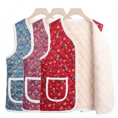 융털조끼 보온조끼 촌캉스 겨울조끼 꽃무늬 빈티지 할머니조끼