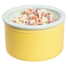 보울보울 국산 소형견 고양이 밥그릇 헬로 직각볼 세트 10cm, 스카이블루+치즈옐로우, 1세트