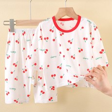DFMEI 兒童睡衣套裝七分袖男女童家居服寶寶夏季薄款秋褲空調服