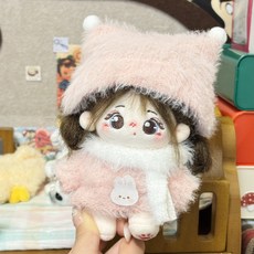 모카돌 10cm 20cm 솜인형옷 앙고라 스웨터 모자 목도리, 1개, 핑크