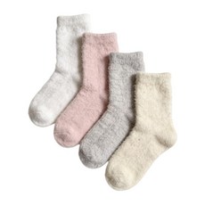 Olgamo 가을과 겨울 여성용 두껍고 부드럽고 편안한 종아리 중간 양말 따뜻한 플리스 도트 패턴의 4쌍 세트 과 겨울의 캐주얼 외출에 모두 241403