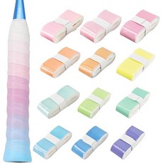 스쿼시그립 손잡이 라켓그립 12 PCS 그라디언트 컬러 테니스 라켓 오버그립 – 배드민턴 스쿼시용 부드럽고 미끄럼 방지 그립 테이프, Colorful, 11