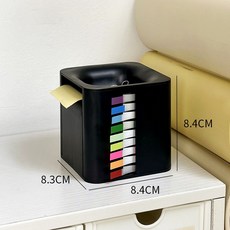 多功能桌面便利貼收納盒，附多色索引標籤，辦公室桌面整理好幫手, 黑色便簽盒（便簽盒+便簽一套 換芯設計）, 1個