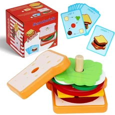 유아용 나무 버거 샌드위치 쌓기 장난감 유치원 학습 교육 놀이 음식 주방 선물, [01] Sandwich, 1개