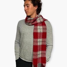 Humble Hilo 울 스카프 헤리티지 격자무늬 씨폼 블루 140694, 레드와 그레이