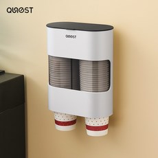 Qinoest 紙杯架 一次性杯子收納神器 飲水機自動落杯器 壁掛式取杯器, 1個, 時尚黑【單層】