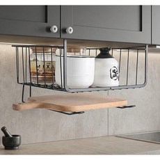 싱크대 선반 거치대 언더선반 걸이형 바스켓 주방 상부장 주방 다용도 수납정리, 화이트