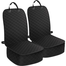 ELONGRIVER 강아지 카시트 커버 강아지용 방수 앞 시트 커버 긁힘 방지 미끄럼 방지 반려동물 조수석 커버 프로텍터 자동차 트럭 SUV에 범용 핏 표준 사이즈, Standard Size (2 Packs), 블랙