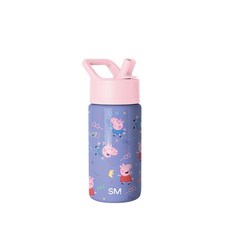 Simple Modern 아동용 서밋 빨대 뚜껑이 있는 물병 | 아기 상어 414ml(14온스) 스테인리스 스틸 컵 단열 텀블러 유아 학교용 | 아기 상어 친구들, 페파 피그: 버블