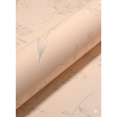 淡雅花卉禮品包裝紙，清新文藝風生日節慶禮物包裝，精美禮品包裝紙, 淺橘, 1個