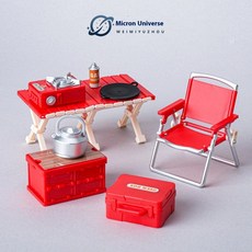 캠핑 테이블 의자 세트 인형 집 시뮬레이션 음식 모델 소장품 공예 작은 장식품 미니어처 장식, Red - Table