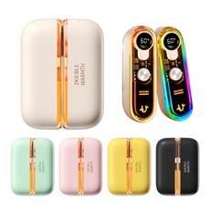 DOUBLE WARMTH炫彩磁吸分體暖手寶，迷你便攜，雙面速熱，多段調溫，氛圍燈, 米白色, 【四檔溫控+電溫雙數顯】