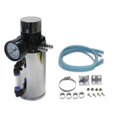 SPSLD 알루미늄 엔진 오일 캐치 저수지 브리더 탱크 캔 + 압력 게이지, 1개