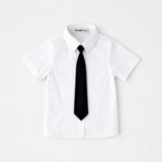 뉴키즈팩토리 키즈 주니어 반팔 옥스퍼드 넥타이 남방 셔츠 단체복 합창복 졸업식 와이셔츠