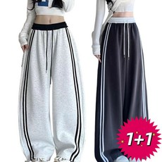 1+1 여성바지 트레이닝바지 트랙팬츠 사이드 라인 디자인 여성 와이드핏 고무밴드 데일리 캐주얼 스포츠 편한 팬츠 BYJ26032059 43