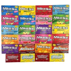 Mike and Ike 캔디 버라이어티 팩 - 사워 수박 체리 베리 블래스트 핫 타말레스 시나몬 등 포함 박스 당 22.1g(0.7온스) 각 맛에 맞는 2박스 총 20, Mike and Ike 캔디 버라이어티 팩 - 사워 수