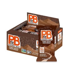 PBfit 땅콩 버터 코코아 드리즐 에너지 바 단백질 12g 섬유질 5g 글루텐 프리 비건 식물 기반 GMO 프리 59.5g(2.1온스) (6팩), PBfit 땅콩 버터 코코아 드리즐 에너지 바, 단백질, 59.5g