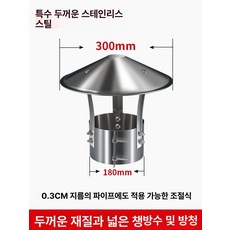 화목난로 연통 뚜껑 굴뚝 파이프 방수 스텐 삿갓 배기, 180mm 배관용, 기본 색상