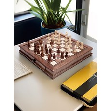 원목 체스판 고급 휴대용 여행 보드게임 마그네틱 체스보드 나무 우드 취미 클래식 테이블 상자 체스말 서랍보관, 03.사펠레 더블  41x41, 1개