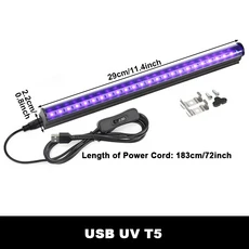블랙 라이트 UV T5 튜브 W 자외선 램프 전구 395nm 바 (돈 감지기 할로윈 파티 디스코 장식), 02 T5 (No Magnetic)