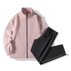 休閒三防面料沖鋒衣夾克套裝 時尚潮流百搭長款運動保暖夾克, 4XL 建議體重（92.5-100 公斤）, 粉色