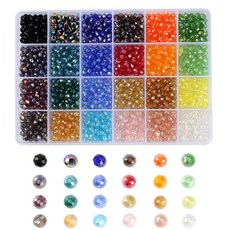 24칸 크리스탈 비즈 6mm 론델비즈 1200pcs 론델컷 팔찌만들기, 1개, 24색 크리스탈ab 1개, 24색 크리스탈ab