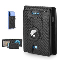 BAIGIO 남성용 에어태그 지갑 슬림 RFID 차단 바이폴드 지갑 탈착식 마그네틱 팝업 카드 홀더 및 에어태그 홀더 카드 10장을 위한 스마트 미니멀리스트 지갑 현금