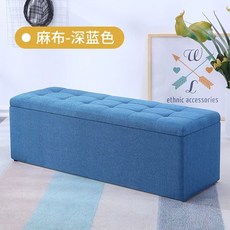 화장대스툴 소파 리빙 박스 벤치 스툴 긴의자 회색(가죽) 20x40(수납) 쿠션 밝은, E. 파란색 린넨