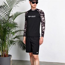 BUEHN 迷彩運動長袖上衣+短褲 2入