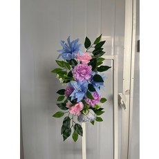 인조 초승달 꽃줄 장식 웨딩 배경 실크 가랜드 생일 파티, 1개, 1. Purple Blue A. 1PC
