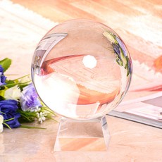 행운공방 풍수지리 크리스탈 수정 유리구슬 K9급 장식 소품 오브제 유리받침 고급 융 증정, 8cm수정유리구슬+유리받침+고급융