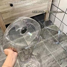 YOUMINGXIAOHUIDENG 透明塑料加厚圓凳, 白色加厚透明凳高21cm承重240,1個, 白色, 高21cm, 承重240