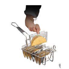 타코튀김기 바스켓 나초 브리또 바구니 또띠아 트레이 접시 스텐, A. 스테인리스 V형 얇은 팬 2구