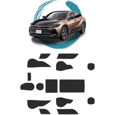 현관 매트 코일 발코니 출입구 루이야 신형 토요타 크라운 크로스오버 35 시리즈 고무 도어 포켓 실내 미끄럼 방지 시트 액세서리 스크래치 소음 감소 15개 세트, PU 레더 매트 도요타 크라운 크로스오버 35계, 검정