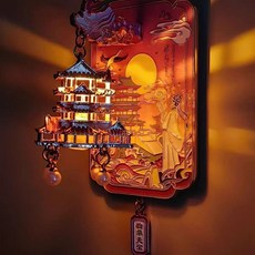 江西 南昌 滕王閣 發光 燈籠 金屬冰箱貼 創意 城市 特色 紀念品 立體浮雕, 如圖所示