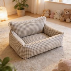 양면 냉석 펫침대 분리세탁 가능 사계절용 강아지 고양이 침대, 1개, 그레이 스트라이프 + 쿨링 매트