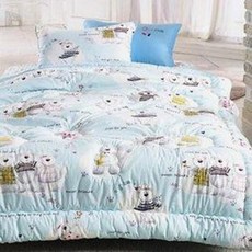 라움베딩 베어 아동 순면트월 차렵이불/카페트세트 SS, 블루