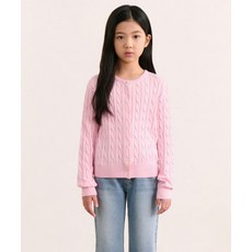 무신사 스탠다드 MUSINSA STANDARD KIDS 코튼 케이블 라운드 넥 가디건 [핑크] MKDWCZX64-PK 418493