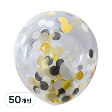파티팡 컨페티 벌룬 30cm, 블랙골드, 50개입