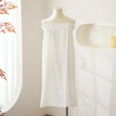 浴裙 浴巾 居家睡衣裙, 白色（雙面柔浴裙-三粒扣）, 均碼（180斤以內可穿）