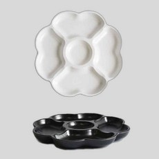 멜라민 5칸 나눔접시 안주 반찬 접시 23.9cm 3호 크림, 본상품선택, 1개